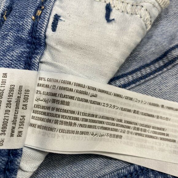 Hollister High Rise Short Shorts Sz 11/30 Denim Blue Jean Cuffed Distressed - Picture 5 of 7